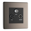 BG Nexus Flatplate Screwless Black Nickel 3 Gang Triplex TV/FM/Satellite Socket - FBN67