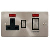 Click Scolmore Define Brushed Steel 2 Gang Double Pole Switched Socket 45A With Black Ingot - FPBS505BK