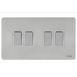 Schneider USFP 16AX 4G 2W Switched White Insert - Stainless Steel - GU1442WSS