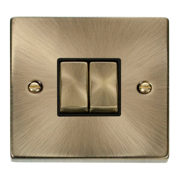 Click Scolmore Deco Ingot 2 Gang 10AX 2 Way Plate Switch - VPAB412BK
