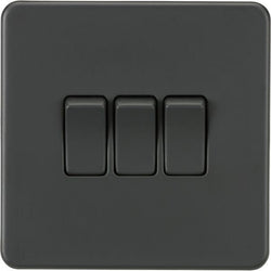 Knightsbridge Screwless 10AX 3G 2-Way Switch - Anthracite - SF4000AT