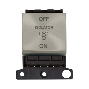 Click Scolmore MiniGrid 10A 3 Pole Fan Switch Module Satin Chrome - MD020SC