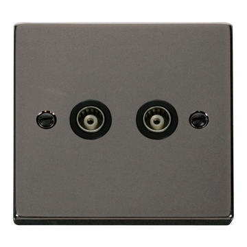 Click Scolmore Deco 2 Gang Isolated Co-Axial Socket - VPBN159BK