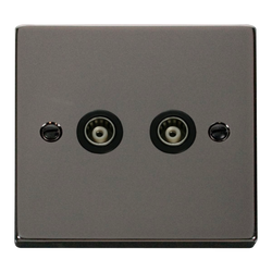 Click Scolmore Deco 2 Gang Isolated Co-Axial Socket - VPBN159BK