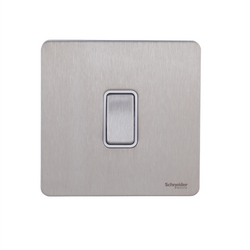 Schneider USFP 20A Double Pole Switched White Insert - Stainless Steel - GU2410WSS