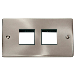 Click Scolmore MiniGrid 2 Gang Plate (2+2) Aperture Satin Chrome - VPSC404BK