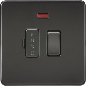 Knightsbridge Screwless 13A Switched Fused Spur Unit with Neon - Matt Black - SF6300NMBB