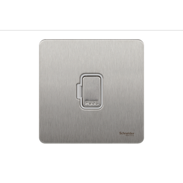 Schneider USFP 13A Unswitched Fused Spur White Insert Stainless Steel - GU5400WSS
