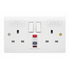 Click Scolmore Essentials 13A 2 Gang Double-Pole Plug Socket Passive RCD - WARCDP036