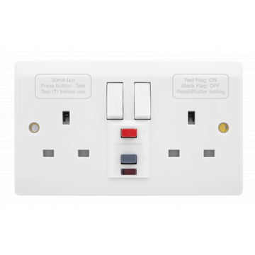 Click Scolmore Essentials 13A 2 Gang Double-Pole Plug Socket Passive RCD - WARCDP036
