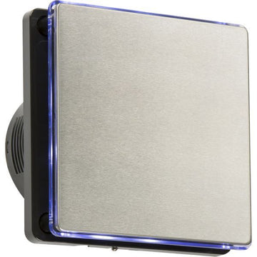 Knightsbridge 100mm/4 inch LED Backlit Extractor Fan with Overrun Timer - Black and Stainless Steel - EX004T