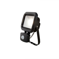 Robus REMY 10W LED flood light with PIR, IP65, Black, 4000K, c/w junction box - RRE1040P-04
