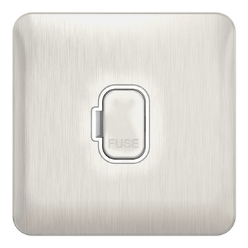 Schneider LSD 13A Unswitched Fused Spur White Insert Stainless Steel - GGBL5000WSS