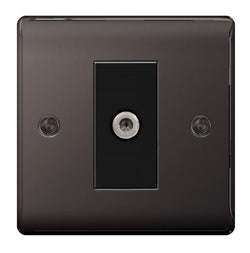 BG Nexus Metal Black Nickel Single Socket F-Type Satellite Connection - NBN64