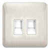 Schneider LSD Data 2 gang RJ45 Cat 5e White Insert - Stainless Steel - GGBL7072C5WSSS