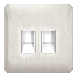 Schneider LSD Data 2 gang RJ45 Cat 5e White Insert - Stainless Steel - GGBL7072C5WSSS