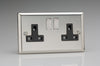 Varilight 2 Gang Double 13 Amp Switched Socket, Classic Polished Chrome - XC5DB