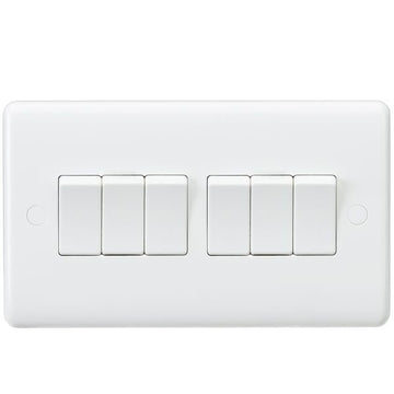 Knightsbridge Curved Edge 10AX 6G 2-Way Switch - White - CU4200