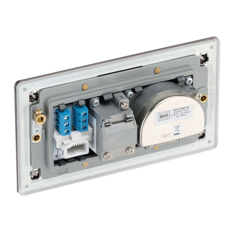 BG Nexus Flatplate Screwless Black Nickel 3 Gang Triplex TV/FM/Satelli ...