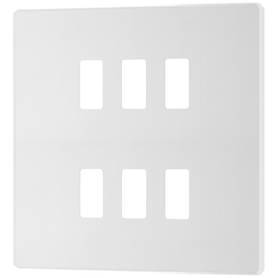 BG Evolve 6 Gang Grid Front Plate - Pearlescent White (White) - RPCDCL6W