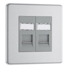 BG Flat Plate Brushed Steel Rj45 Data Skt 2G - FBSRJ452