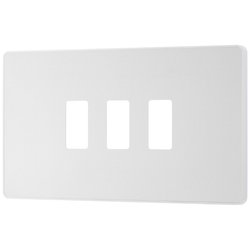 BG Evolve 3 Gang Grid Front Plate - Pearlescent White (White) - RPCDCL3W