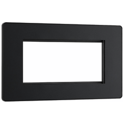 BG Evolve Matt Black Grid 4 Gang Euro Module Front Plate - PCDMBEMR4B