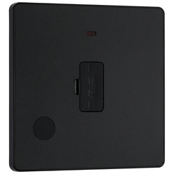 BG Evolve Matt Black Unswitched 13A Fused Spur Unit With Power LED Indicator And Flex Outlet - PCDMB54B