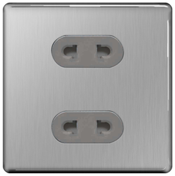 BG Flat Plate Brushed Steel Gr 16A 2G Unswitched Eu Skt - FBS98G