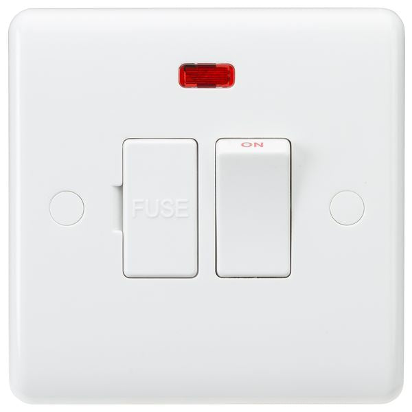 Knightsbridge Curved Edge 13A Switched Fused Spur Unit with Neon 