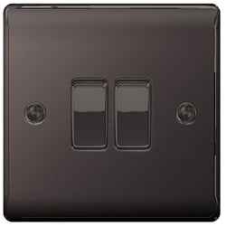 BG Nexus Metal Black Nickel Double Switch, 10Ax 2 Way - NBN42