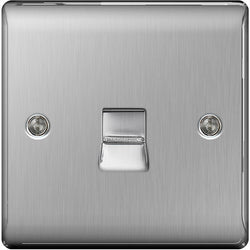BG Nexus Metal Brushed Steel Single Slave Telephone Socket - NBSBTS1