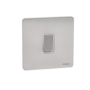Schneider USFP 16AX 1G 2W Switched White Insert - Stainless Steel - GU1412WSS