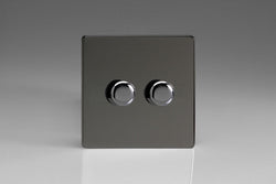 Varilight 2 Gang 2 Way Push On/Off Rotary LED Dimmer 2 x 0 120W (1 10 LEDs) - JDiP252S