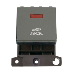 Click Scolmore MiniGrid 20A Double-Pole Ingot & Neon Waste Disposal Switch Black Nickel - MD023BN-WD