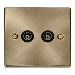 Click Scolmore Deco 2 Gang Isolated Co-Axial Socket - VPAB159BK