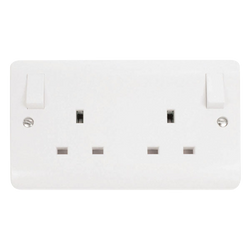 Click Scolmore Mode 15A 2 Gang Outboard Plug Socket Polar White - CMA836