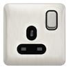 Schneider LSD 1G 13A Double Pole Switched Socket Black Insert Stainless Steel - GGBL3010DBSS