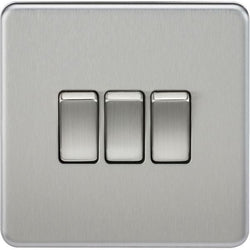 Knightsbridge Screwless 10AX 3G 2-Way Switch - Brushed Chrome - SF4000BC