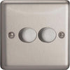 Varilight Classic 2-Gang 2-Way Push-On/Off Rotary LED Dimmer - Matt Chrome - JSP252