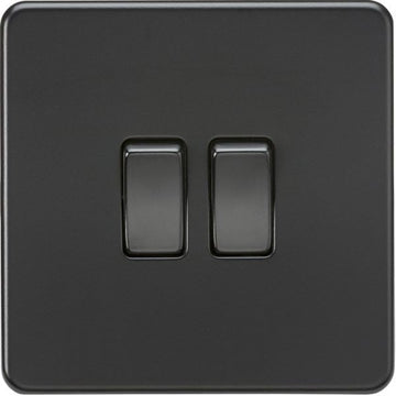 Knightsbridge Screwless 10AX 2G 2-Way Switch - Matt Black with black rockers - SF3000MBB