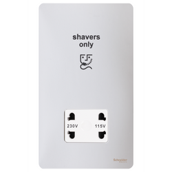 Schneider USFP Shaver Socket White Insert Polished Chrome - GU7490WPC