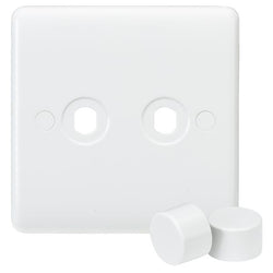 Knightsbridge Curved Edge 2G Dimmer Plate with 2 Matching Dimmer Caps - White - CU2DIM