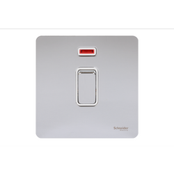 Schneider USFP 20A Double Pole Switched & Neon White Insert Polished Chrome - GU2411WPC