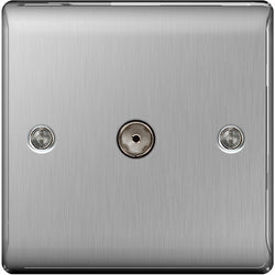 BG Nexus Metal Brushed Steel Single Socket For Tv Or Fm Co-Axial Aerial Connection - NBS60