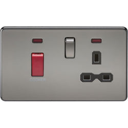 MLA Knightsbridge 45A DP 13A Socket W/Neons Black Nickel W/Black Insert - SFR8333NBN