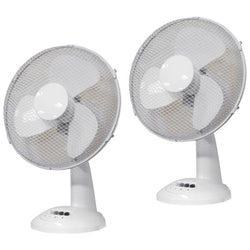 Prem-I-Air 40W 3 Speed 12-inch Oscillating Desk Fan (Twin Pack) - White - EH1523