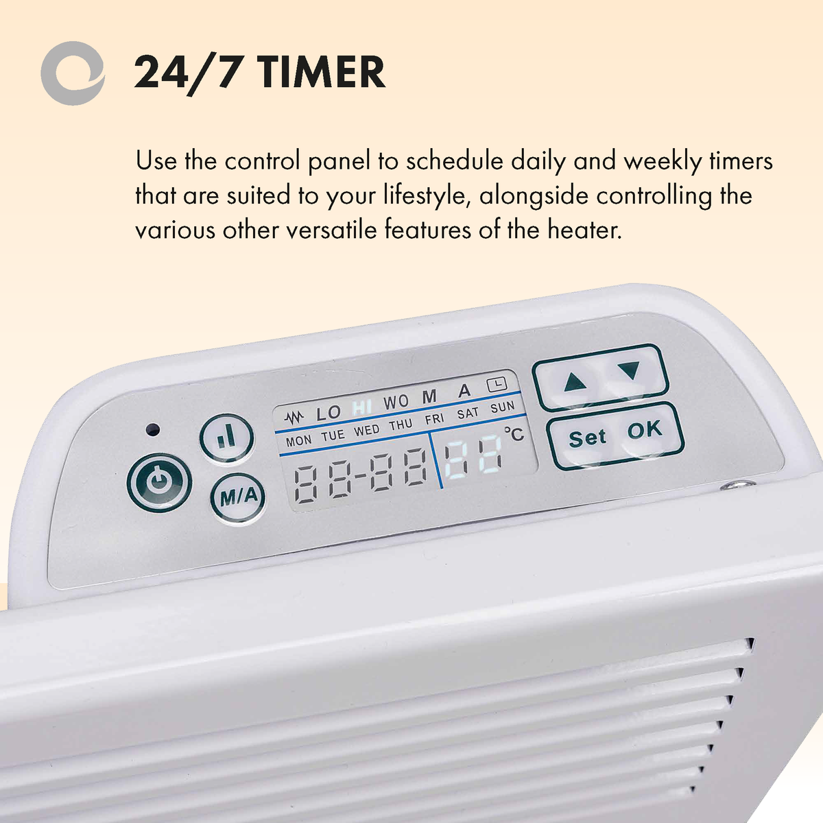 Devola-M 2000W Panel Heater with 7 Day Timer IP24 - White DVM2000W - D ...
