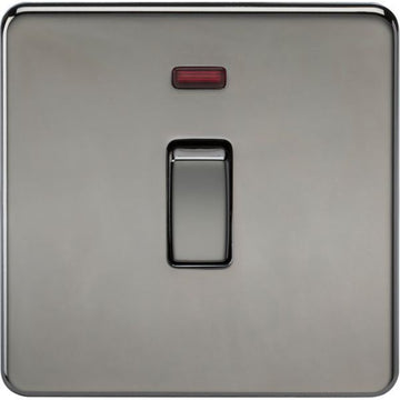 Knightsbridge Screwless 20A 1G DP Switch with Neon - Black Nickel - SF8341NBN