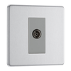 BG Nexus Flatplate Screwless Brushed Steel 1 Gang Single Isolated Co-Axial Socket - FBS62